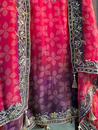 Luxurious Bhandej ombré gotapatti suits
