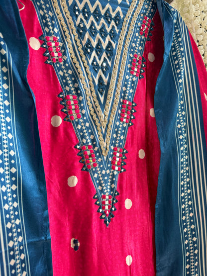 Modal silk mirror work suits