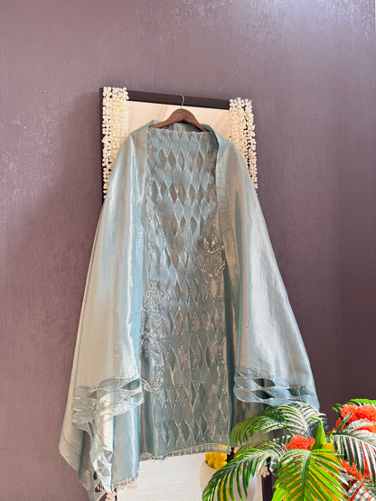 Luxurious cutwork Tissue silk suit