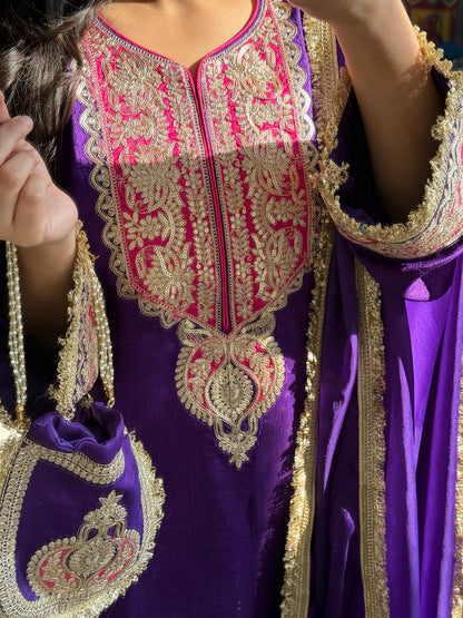 Luxurious raw silk aari work set