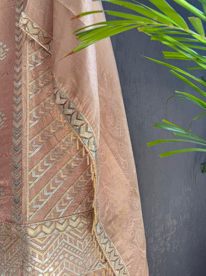 Luxurious Tissue Brocade gota appliqué work suit