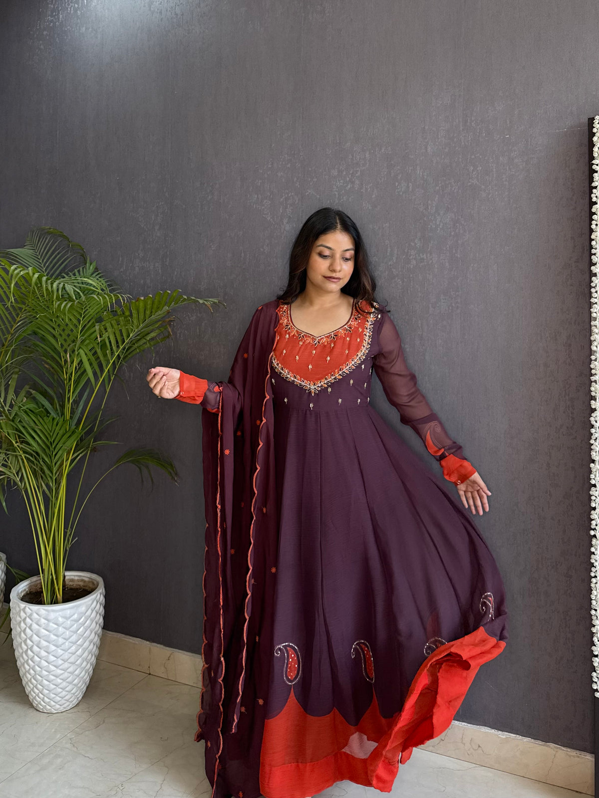 Handwork anarkali set