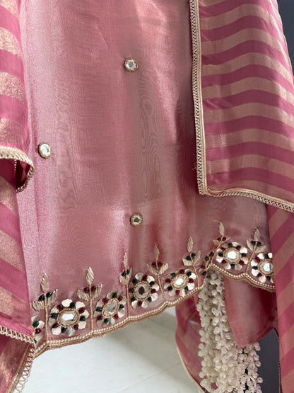 Luxurious leather patti bejewelled suit