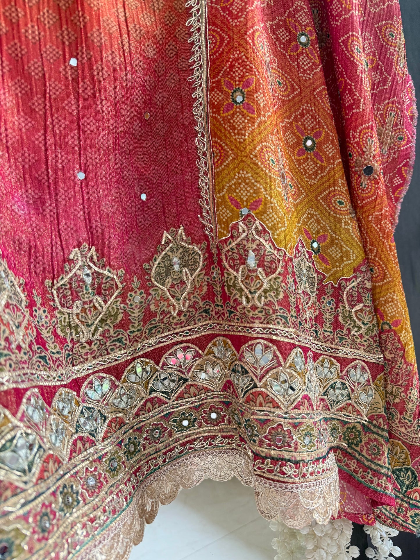 Crush tissue Bandhani ombré suit