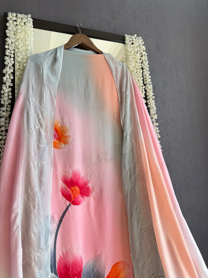 Pure crepe handpainted suit