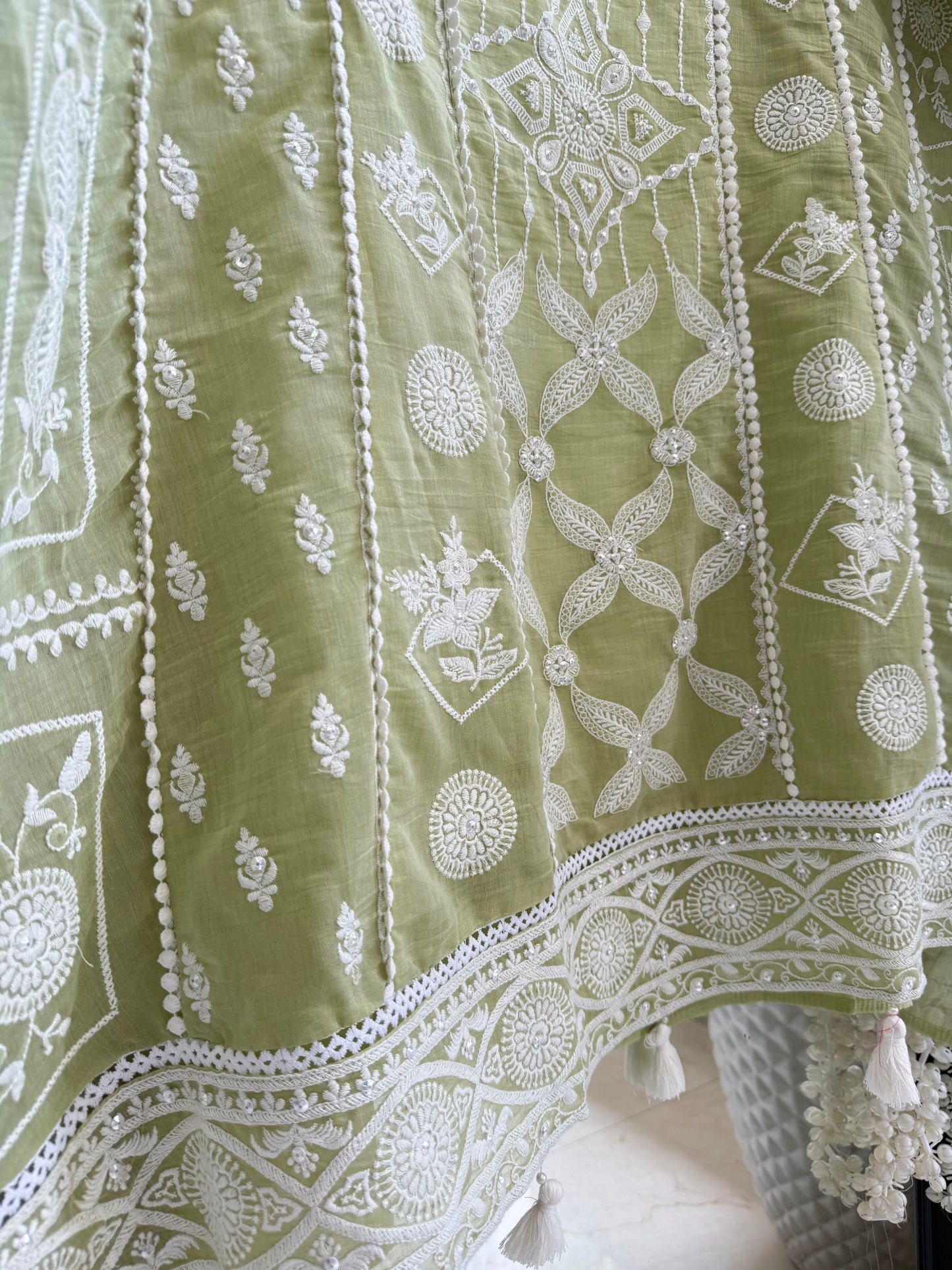 Luxurious Mul chanderi lucknowi handwork suit