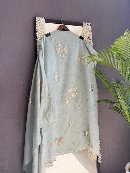 Luxurious Mul chanderi gota appliqué work suit