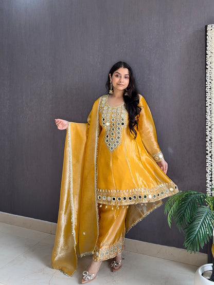 Luxurious mirrorwork anarkali set