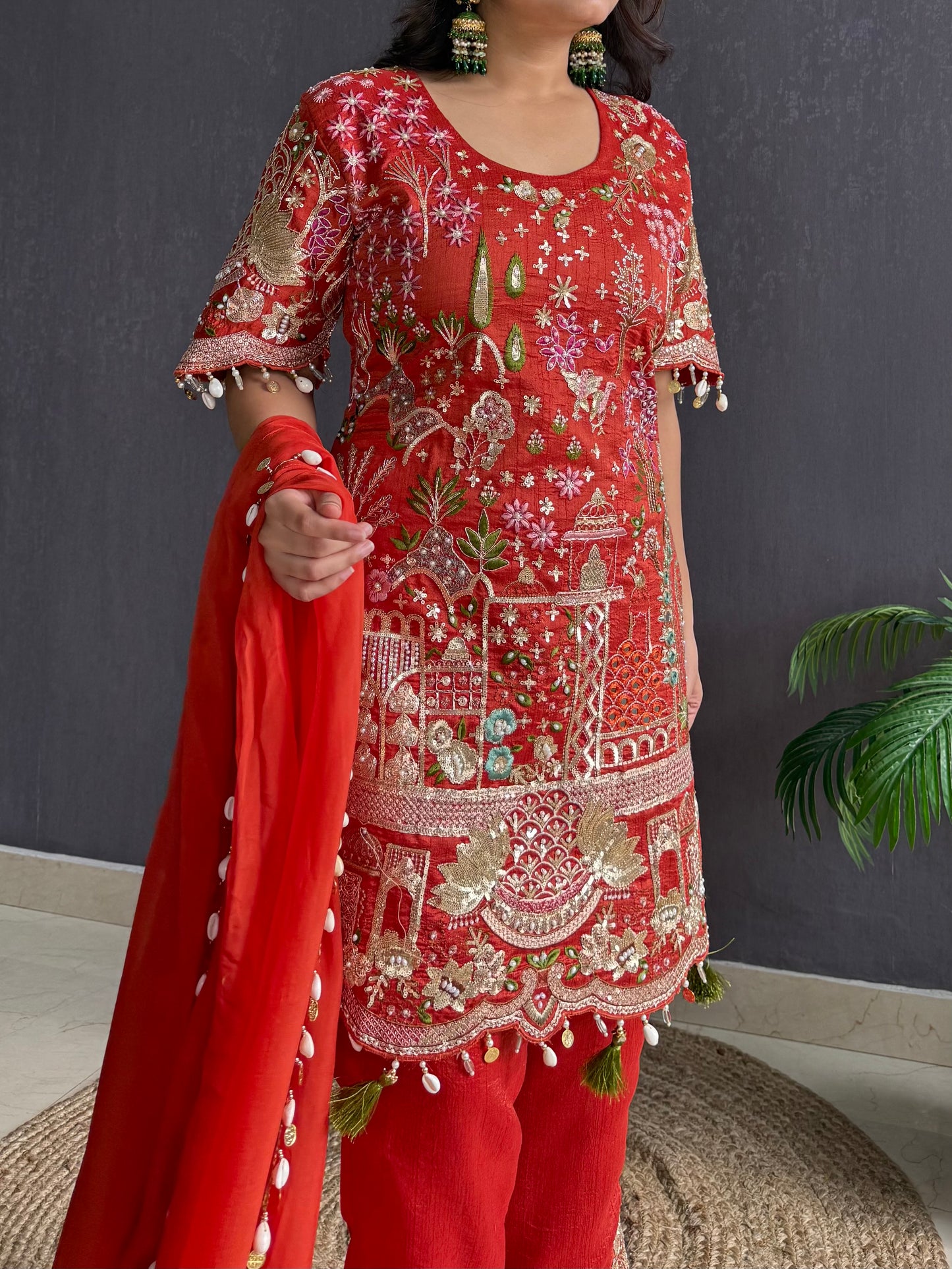 Luxurious raw silk Handwork set