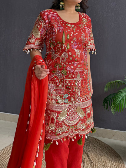 Luxurious raw silk Handwork set