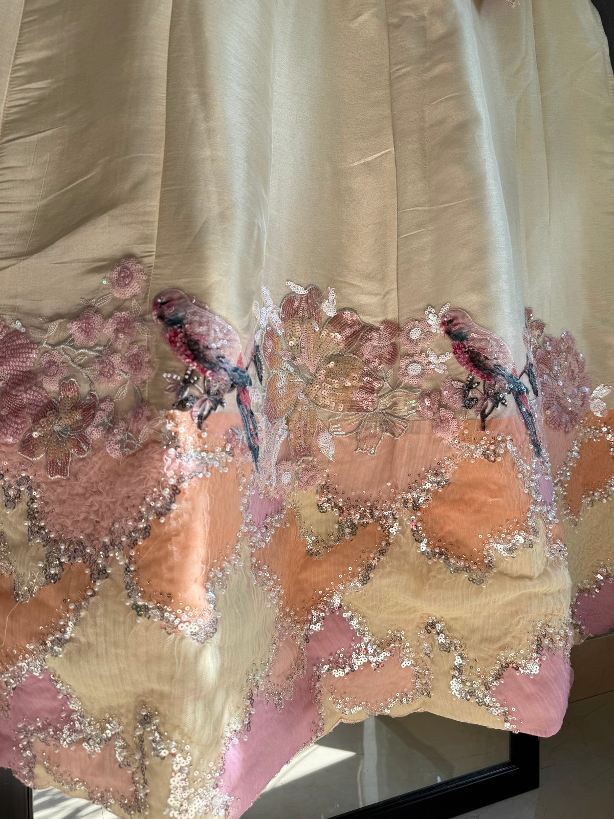 Luxurious appliqué birds Anarkali suit