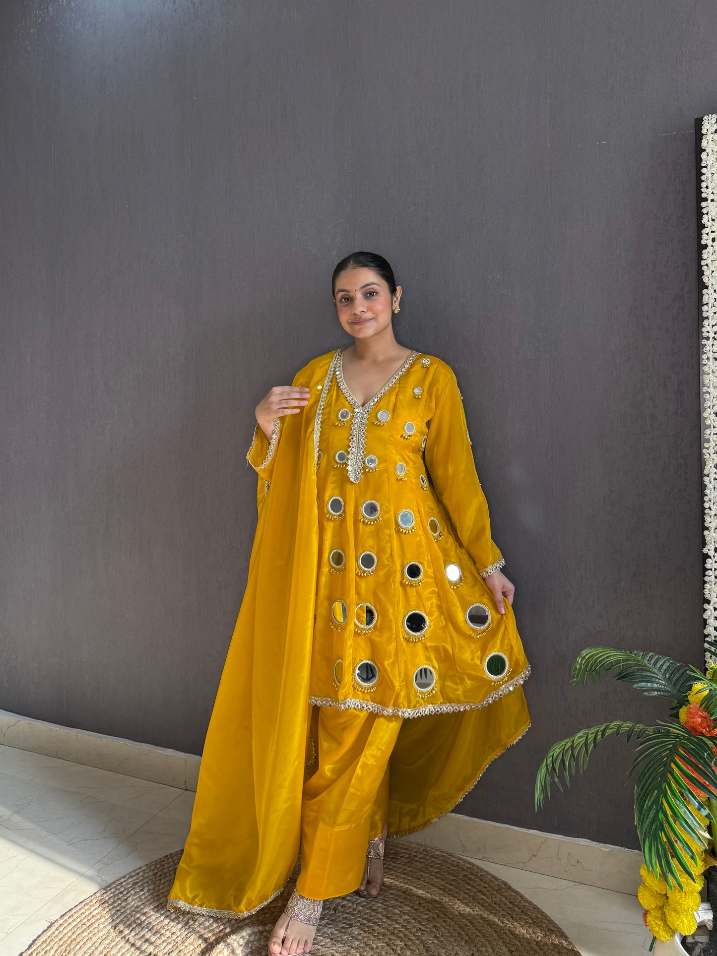 Luxurious mirrorwork farshi salwar set