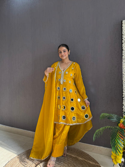 Luxurious mirrorwork farshi salwar set