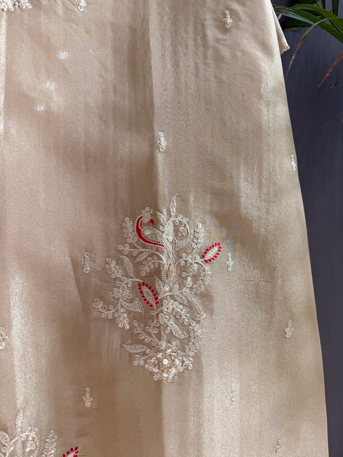Premium tissue peacock hand embroidered suit