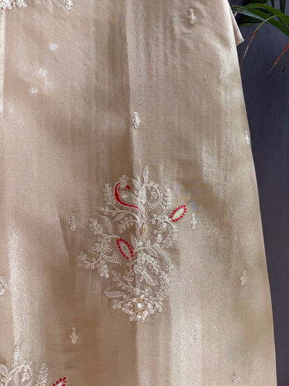Premium tissue peacock hand embroidered suit