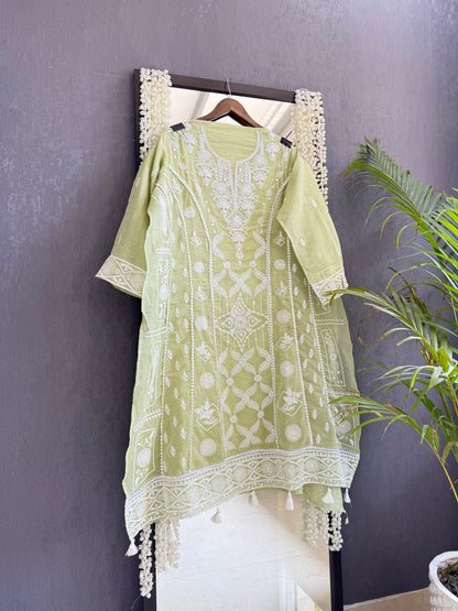 Luxurious Mul chanderi lucknowi handwork suit