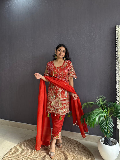 Luxurious raw silk Handwork set