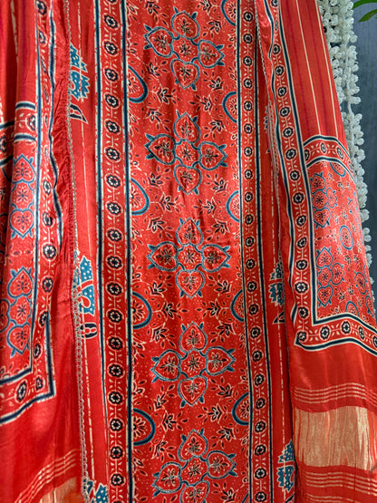 Gajji silk ajrakh Handwork suits