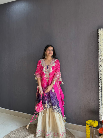 Luxurious Bandhani kaftan set