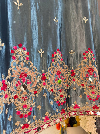 Luxurious mettalic Mirrorwork suit