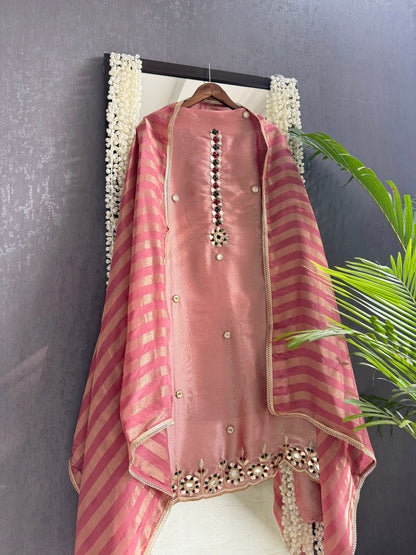 Luxurious leather patti bejewelled suit