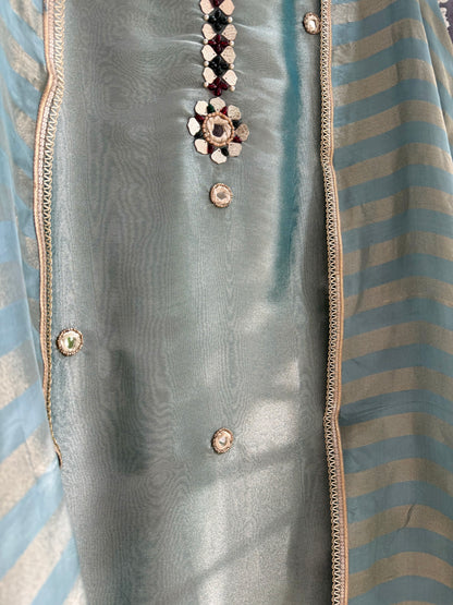 Luxurious leather patti bejewelled suit