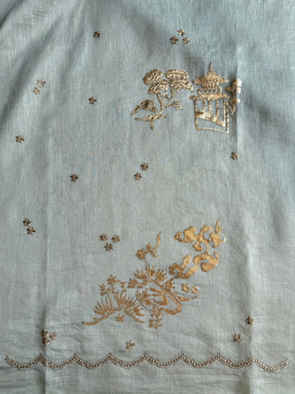 Luxurious Mul chanderi gota appliqué work suit