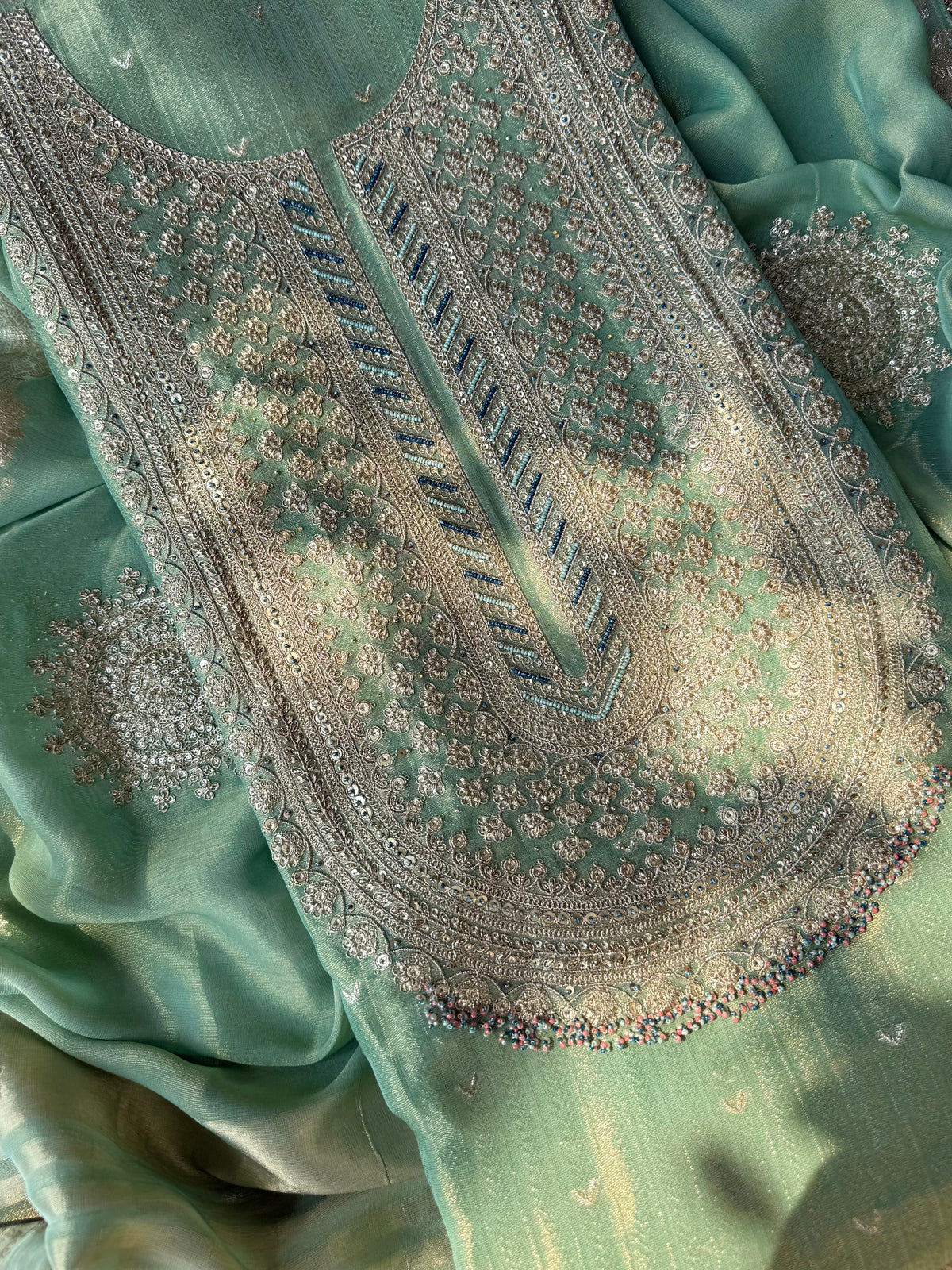 Luxurious Tissue benarsi zari handwork suit