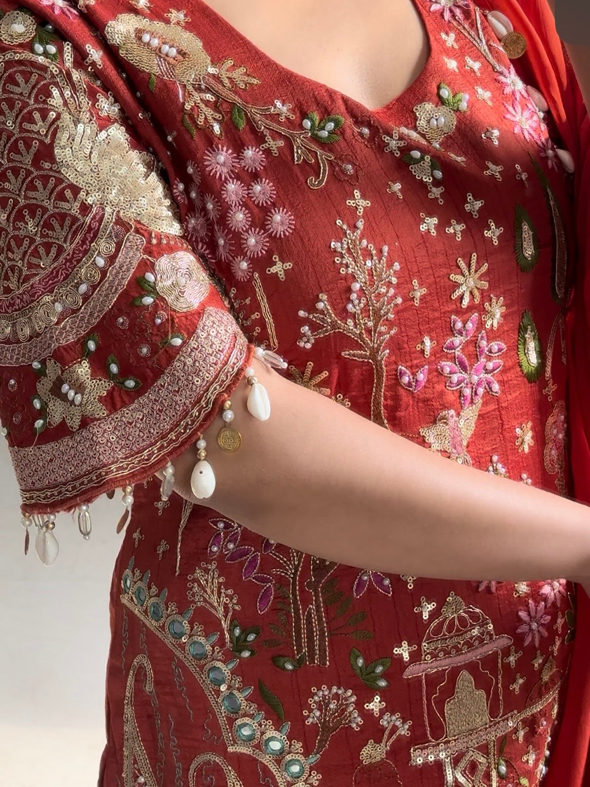Luxurious raw silk Handwork set