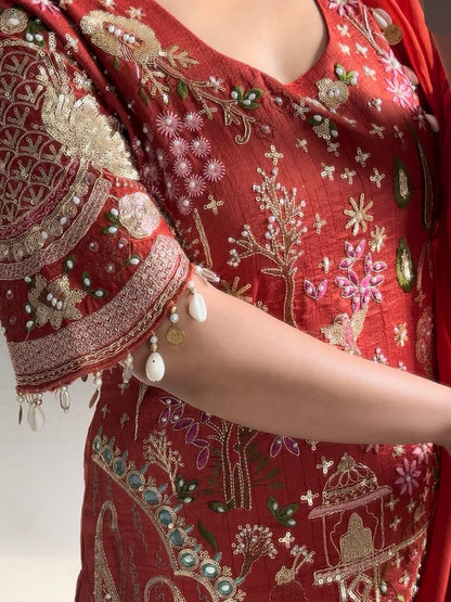 Luxurious raw silk Handwork set