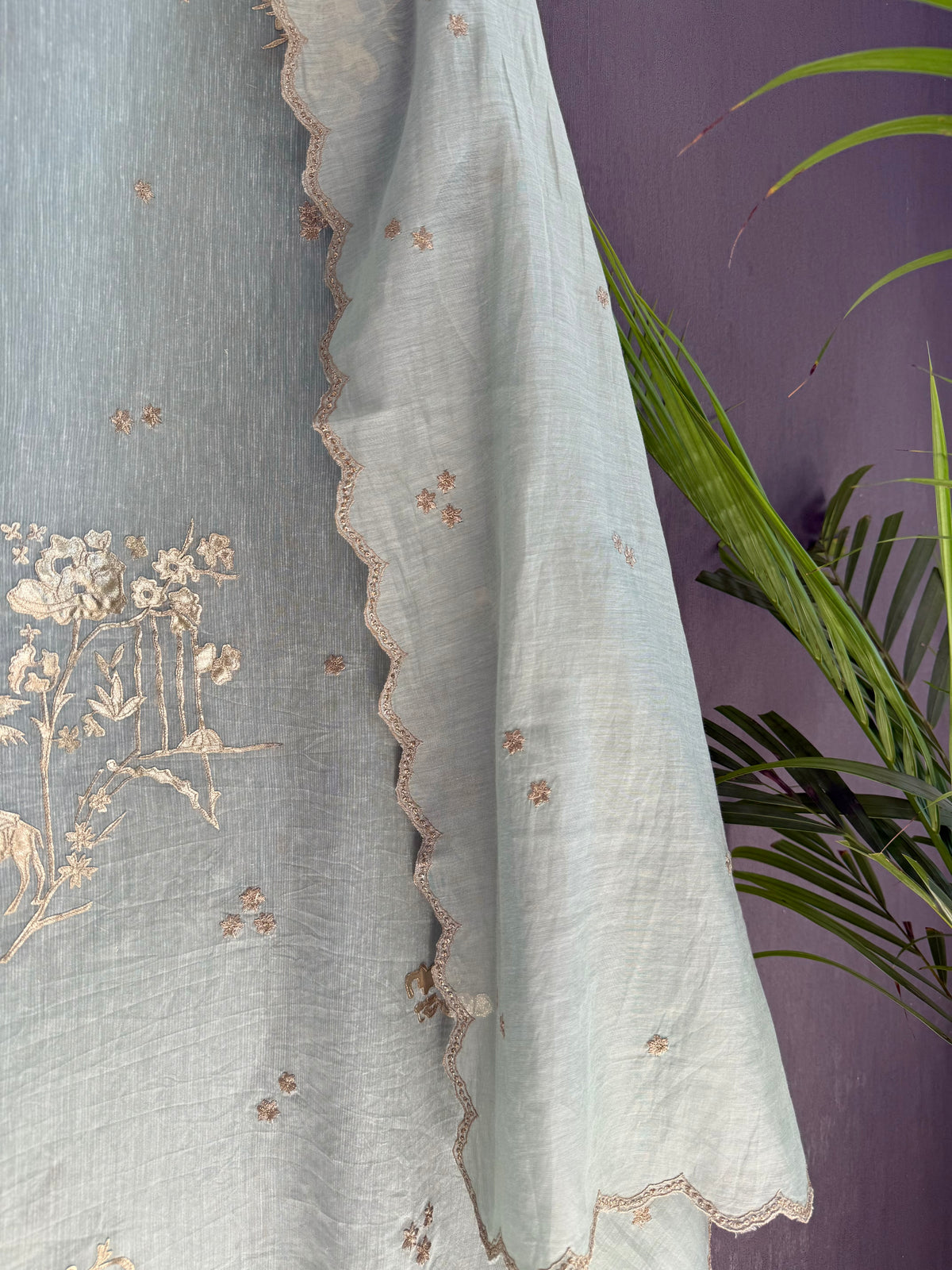Luxurious Mul chanderi gota appliqué work suit