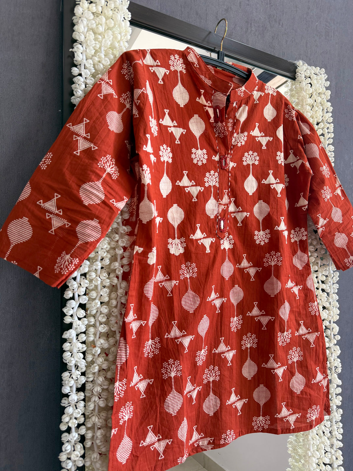 Floral Printed mirror short kurtas