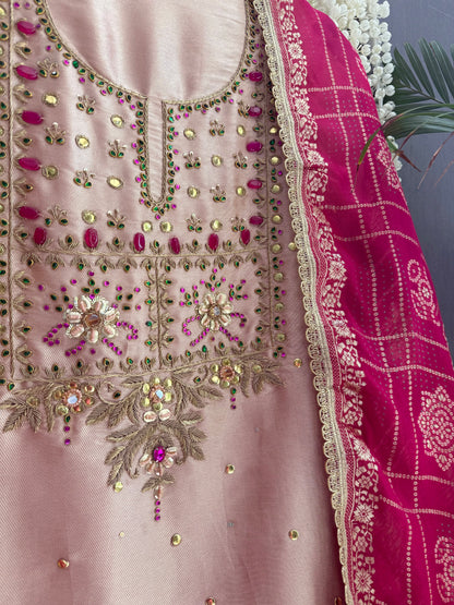 Luxurious bejewelled Gharchola suit