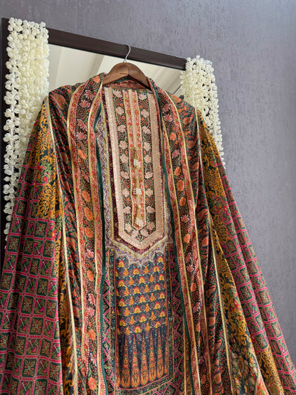 Pure satin crepe gota work suit