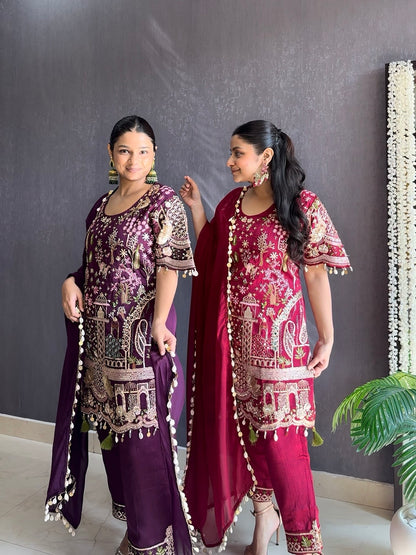 Luxurious raw silk Handwork set