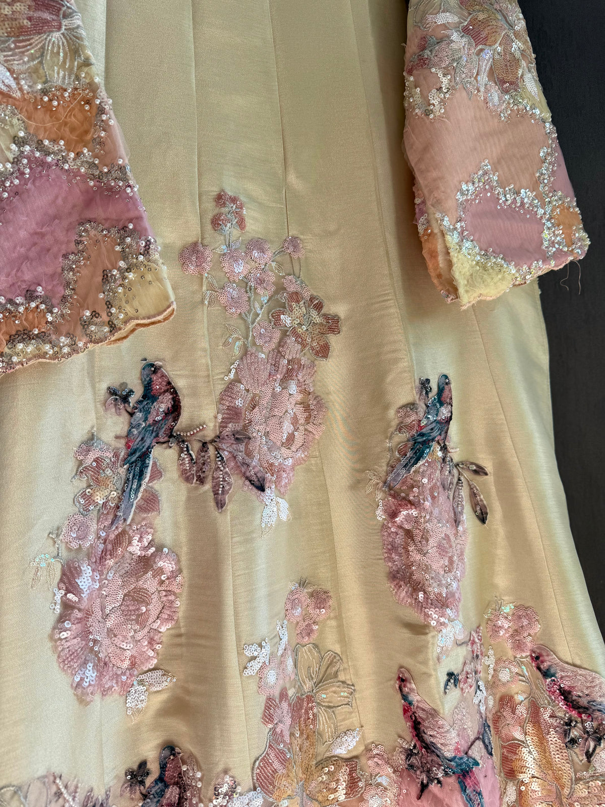 Luxurious appliqué birds Anarkali suit