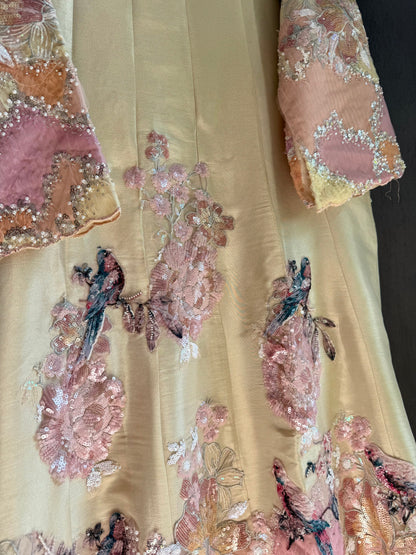 Luxurious appliqué birds Anarkali suit