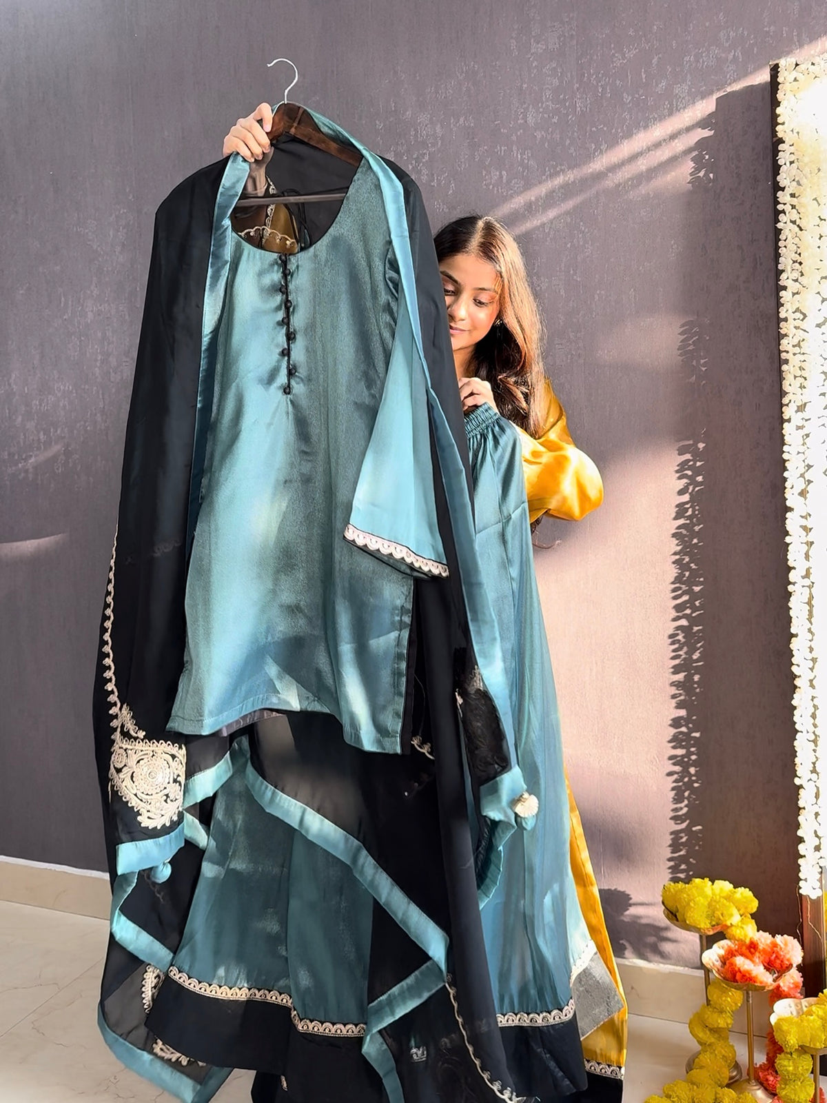 Luxurious metallic sharara set