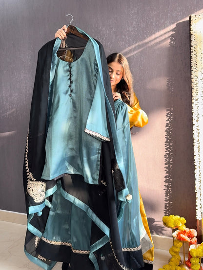 Luxurious metallic sharara set