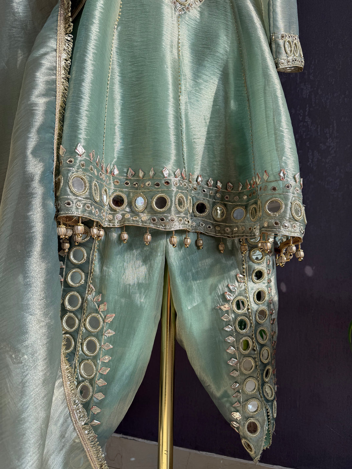 Luxurious mirrorwork anarkali set