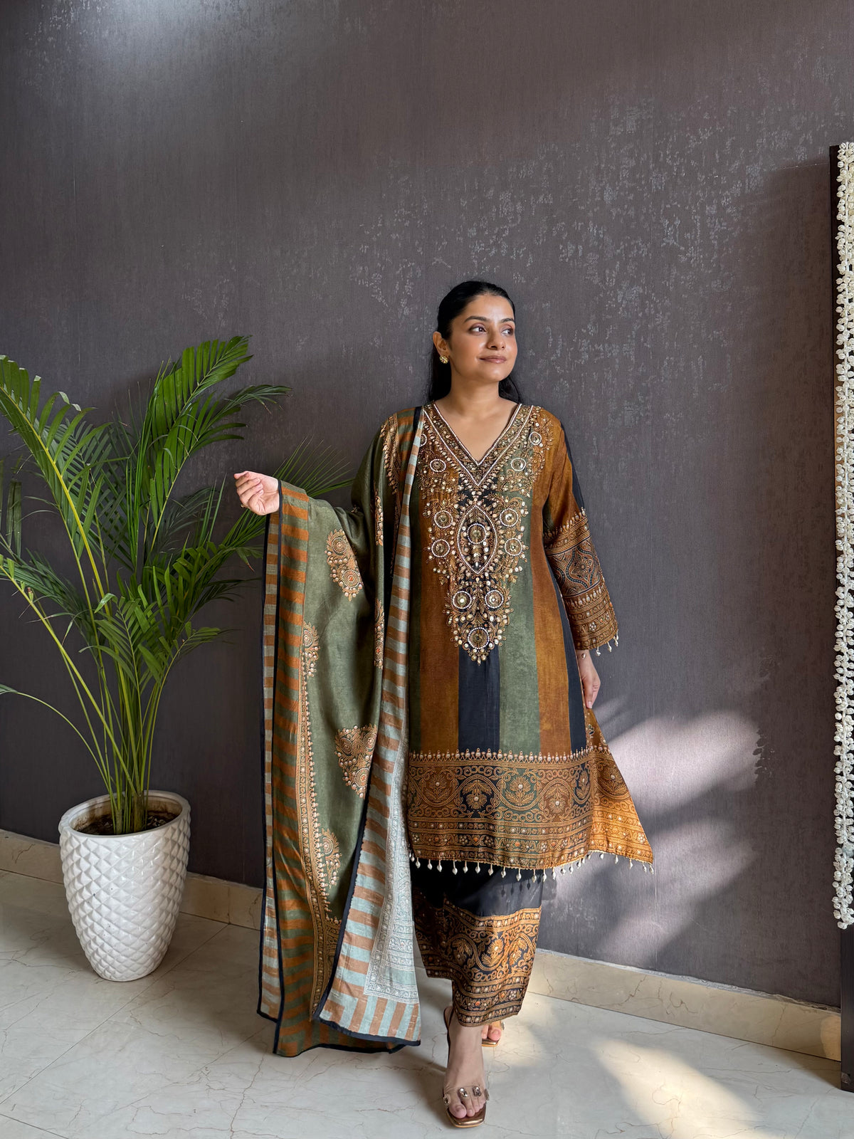 Premium silk ajrakh set