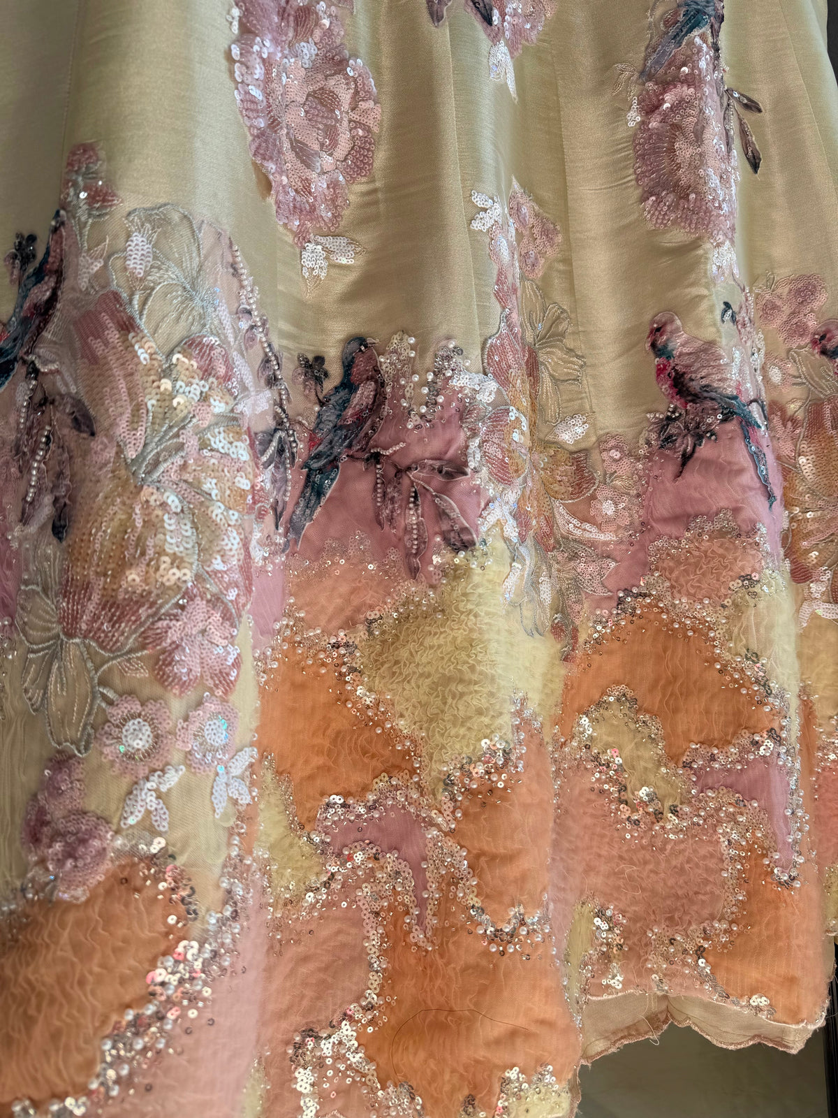 Luxurious appliqué birds Anarkali suit
