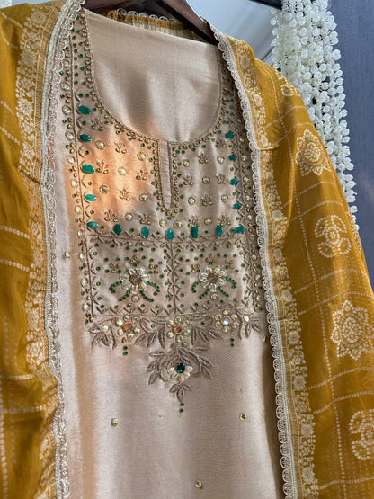 Luxurious bejewelled Gharchola suit