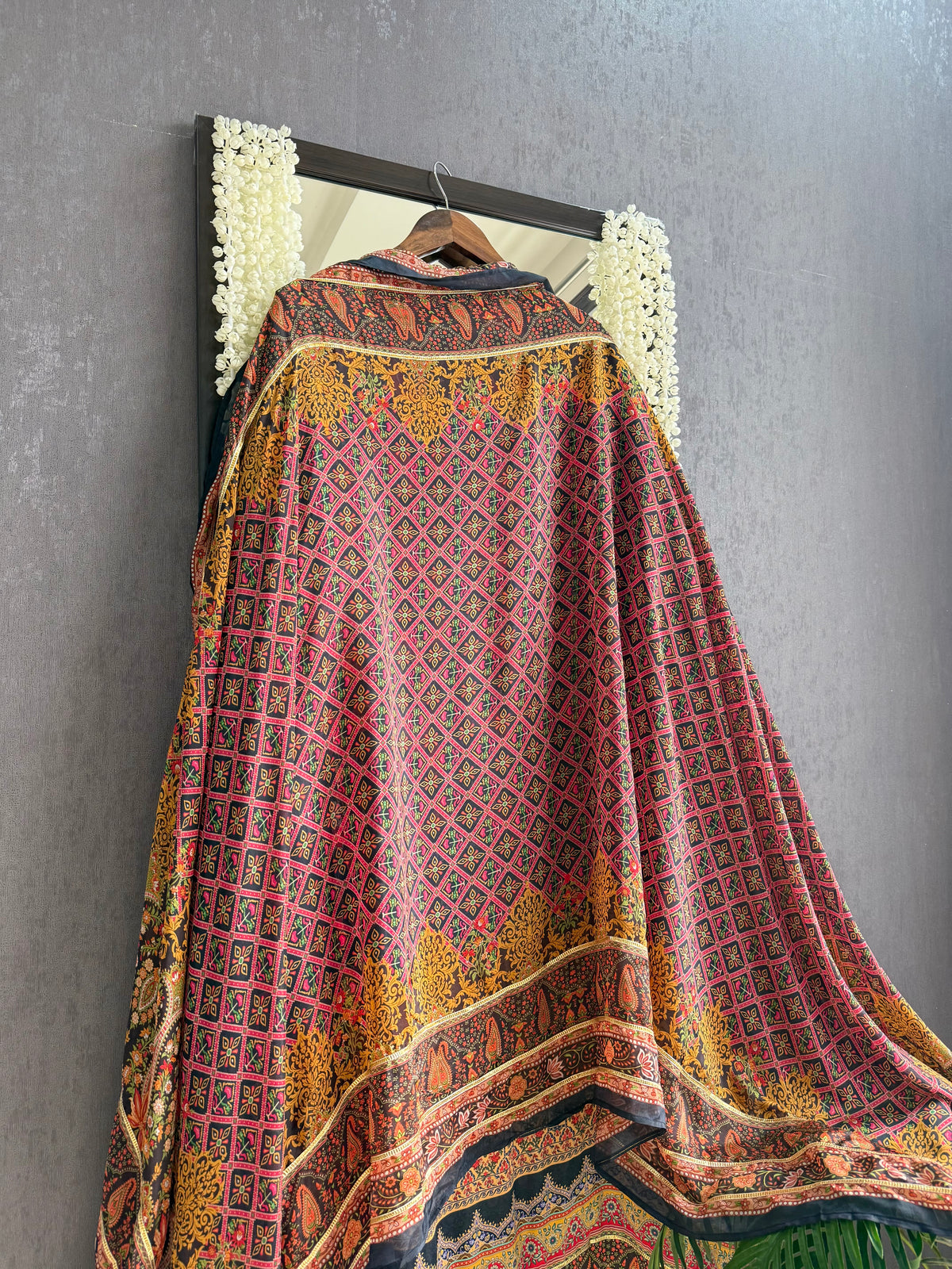 Pure satin crepe gota work suit