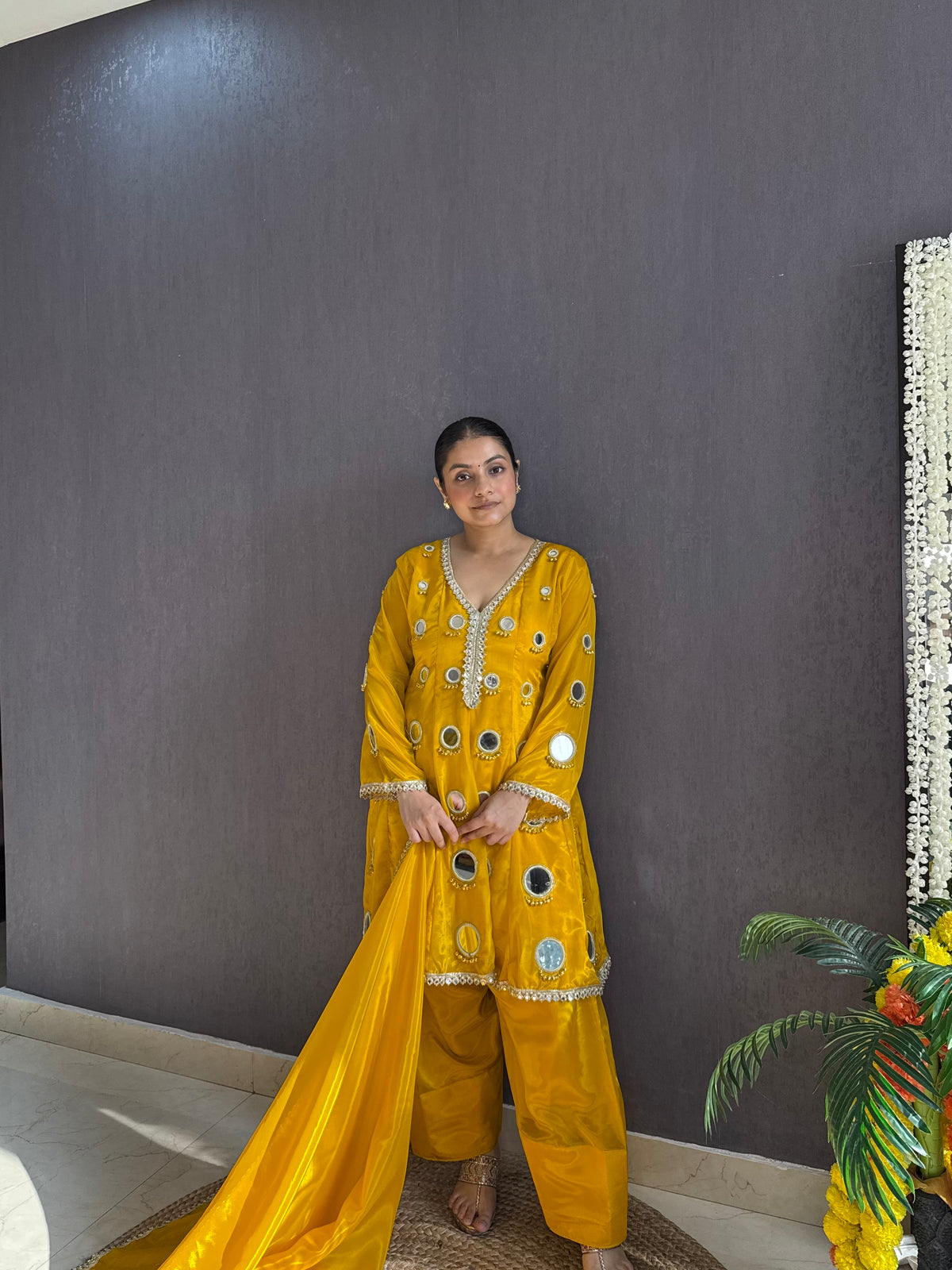 Luxurious mirrorwork farshi salwar set