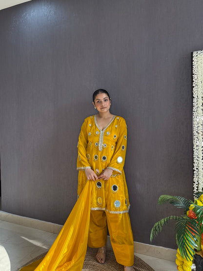 Luxurious mirrorwork farshi salwar set