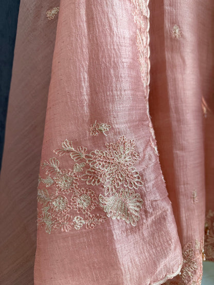 Tussar tissue handwork aari suit