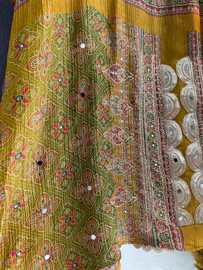 Crush tissue Bandhani ombré suit