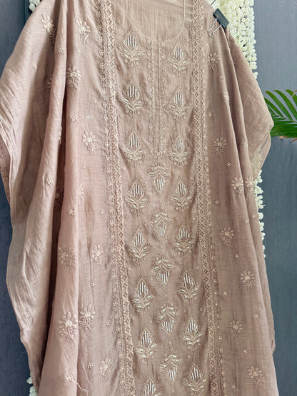 Luxurious Mul chanderi lucknowi handwork suit