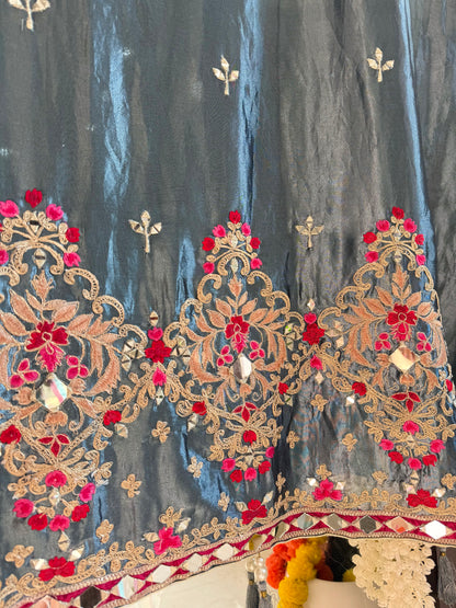 Luxurious mettalic Mirrorwork suit